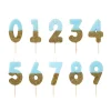 Blue and Gold Glitter Dipped Number Birthday Candle