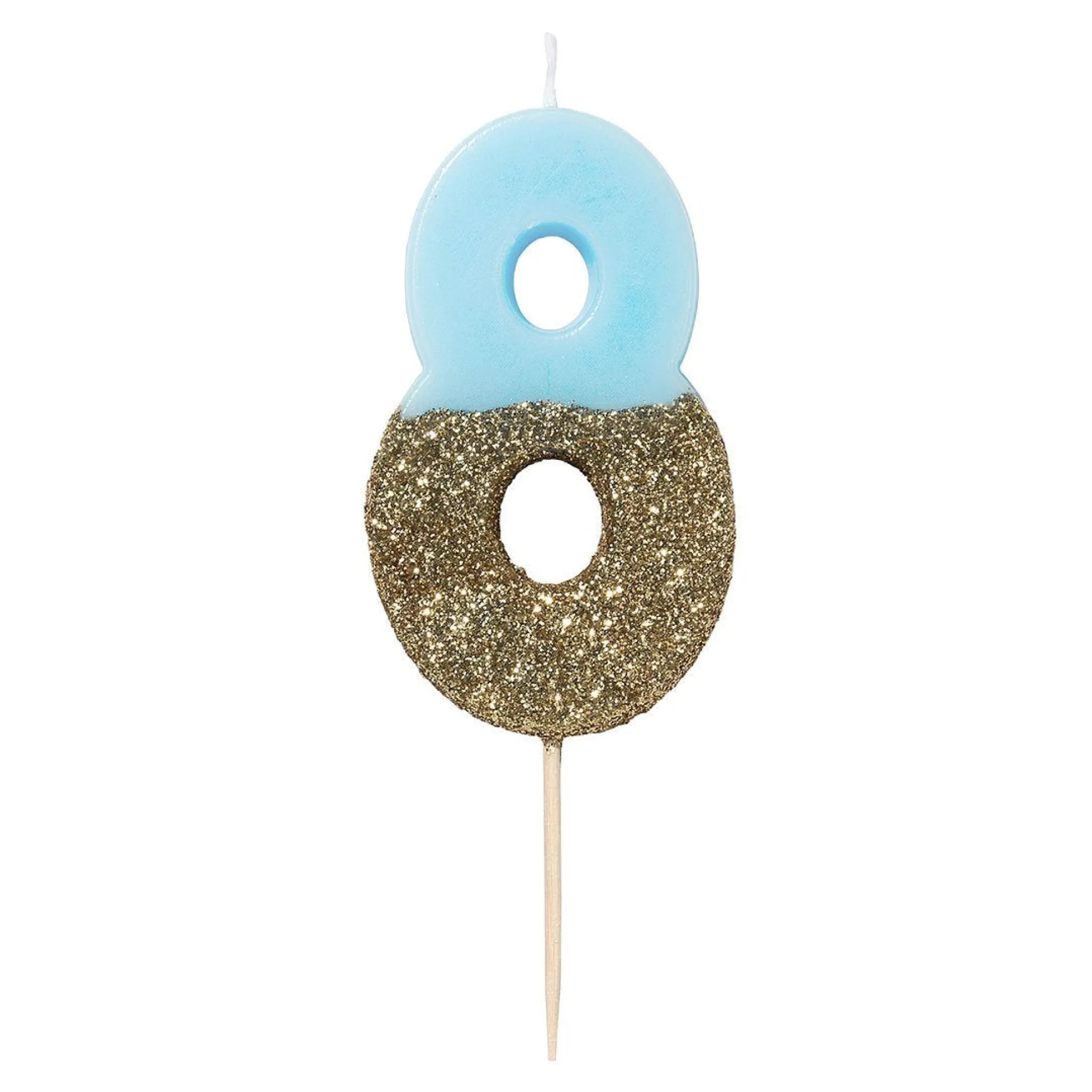 Blue and Gold Glitter Dipped Number Birthday Candle