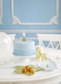 Blue and Gold Glitter Dipped Number Birthday Candle