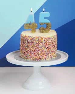 Blue and Gold Glitter Dipped Number Birthday Candle