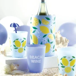 Blue Beach Wine Plastic Cups 8ct