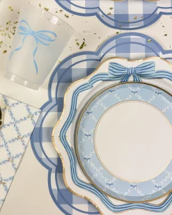 Blue Bow Frosted Plastic Cups 6ct