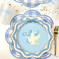 Blue Bow Frosted Plastic Cups 6ct