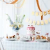 Blue Checkered & Horses Paper Table Cover