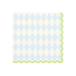 Blue & Cream Rhombus Scalloped Lunch Napkins 20ct