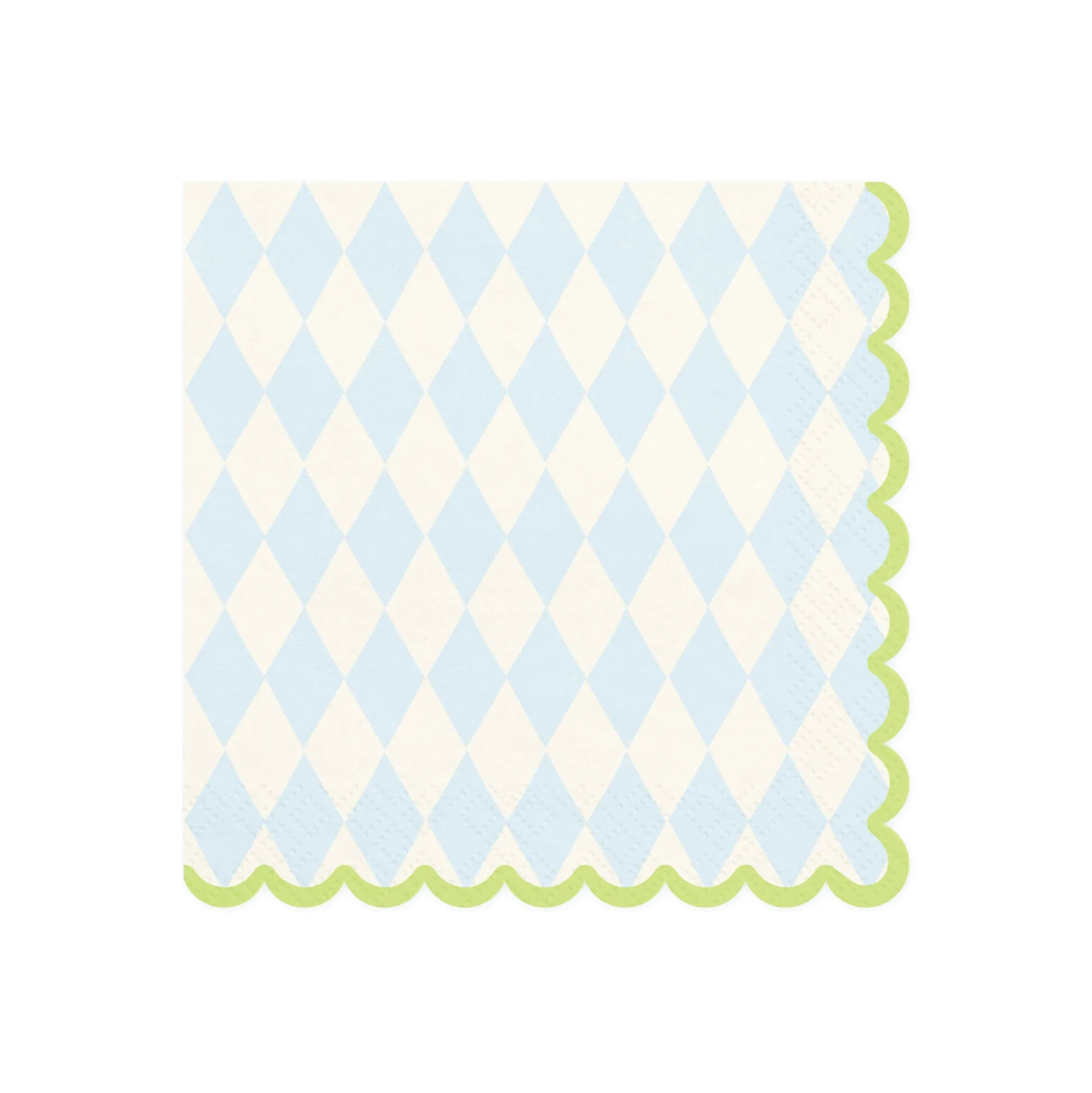 Blue & Cream Rhombus Scalloped Lunch Napkins 20ct