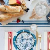 Blue & Cream Striped Paper Table Runner