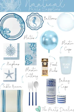 Blue & Cream Striped Paper Table Runner