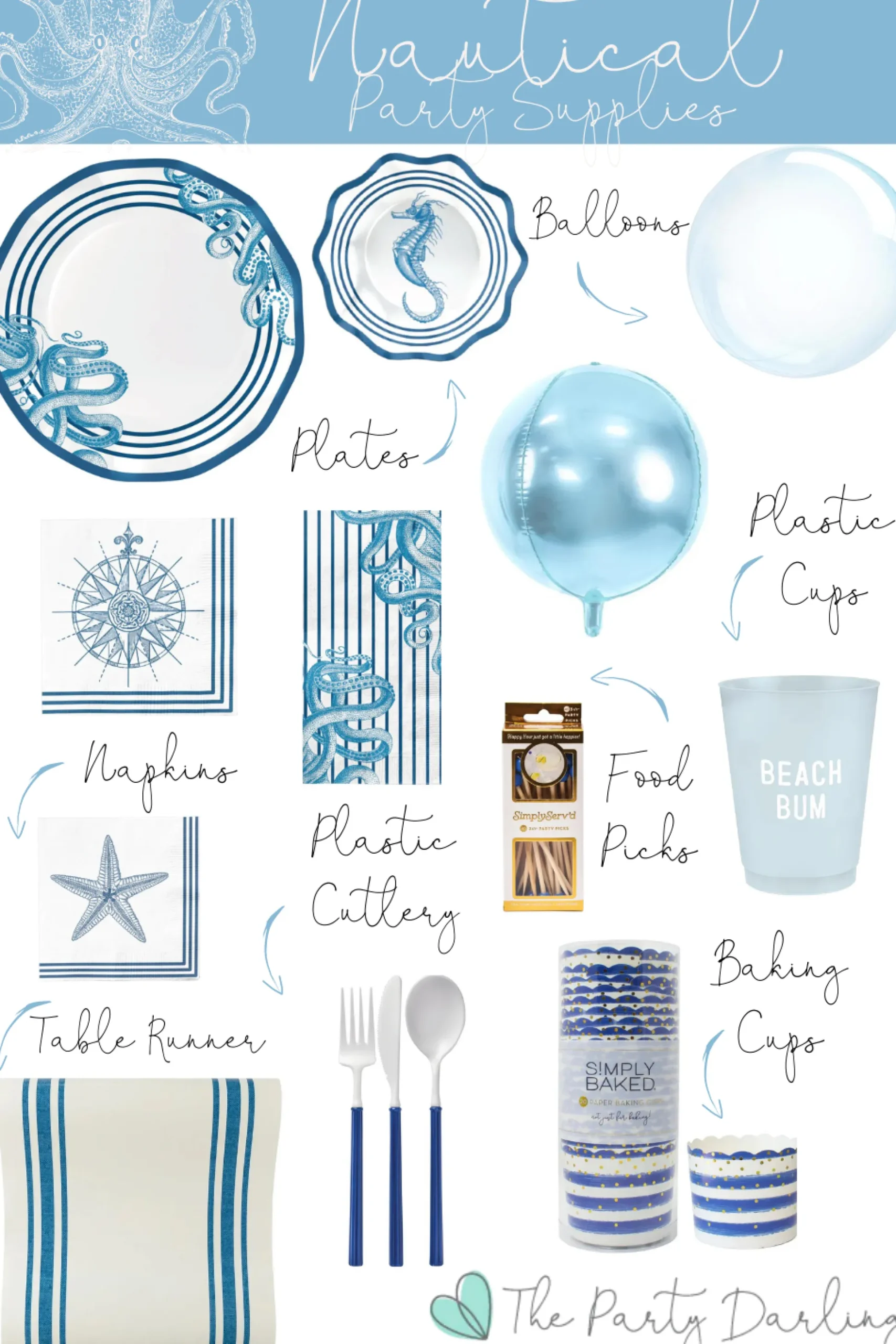 Blue & Cream Striped Paper Table Runner