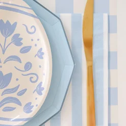 Blue Floral Easter Egg Dessert Plates 8ct