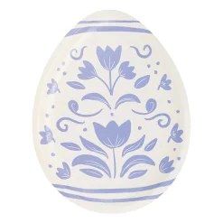 Blue Floral Easter Egg Dessert Plates 8ct