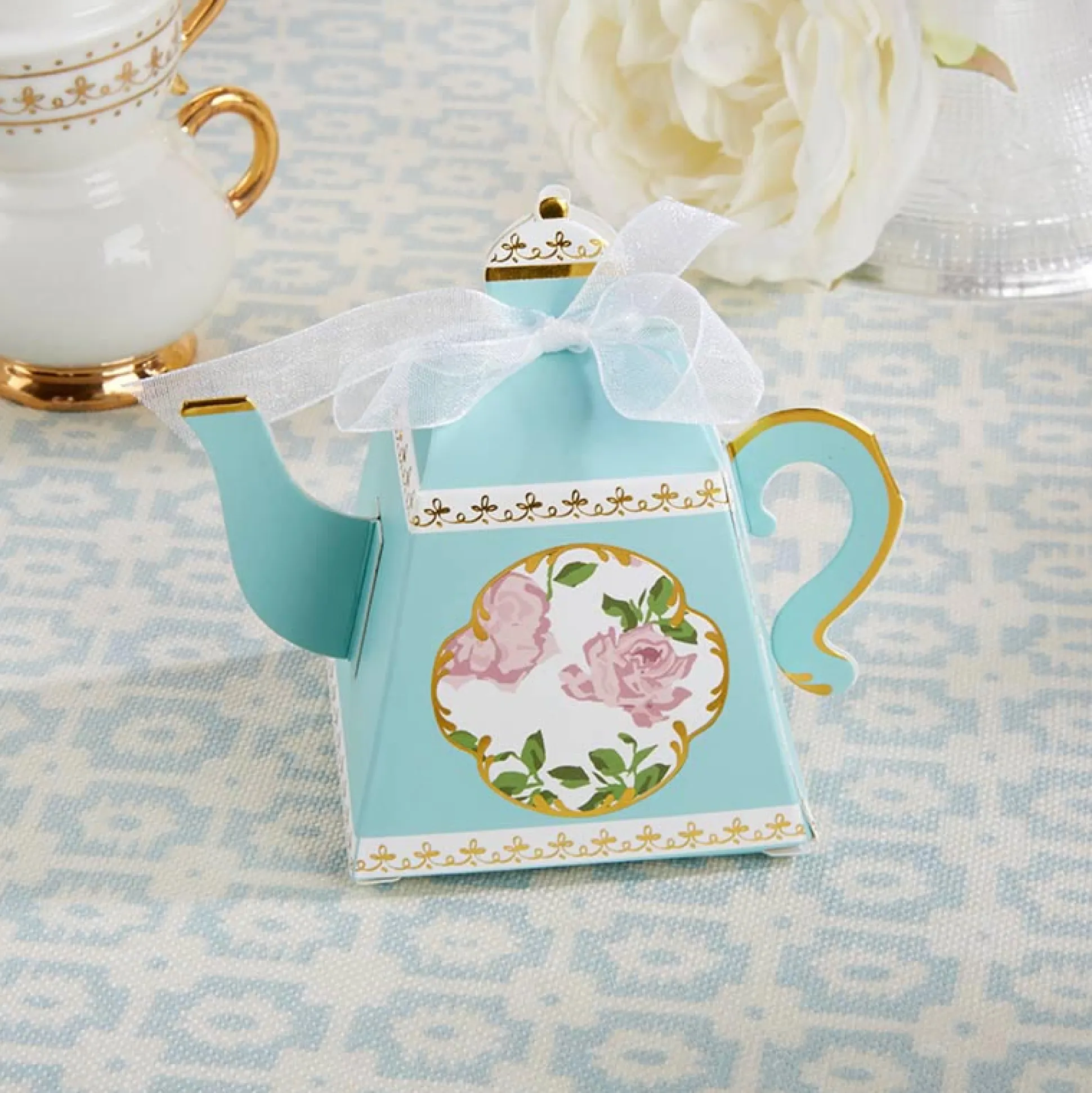 Blue Floral Tea Time Favor Boxes 24ct