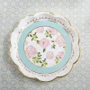 Blue Floral Tea Time Lunch Plates 16ct