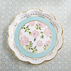 Blue Floral Tea Time Lunch Plates 16ct