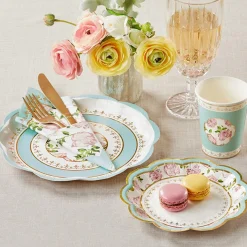 Blue Floral Tea Time Lunch Plates 16ct