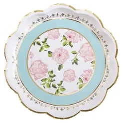 Blue Floral Tea Time Lunch Plates 16ct
