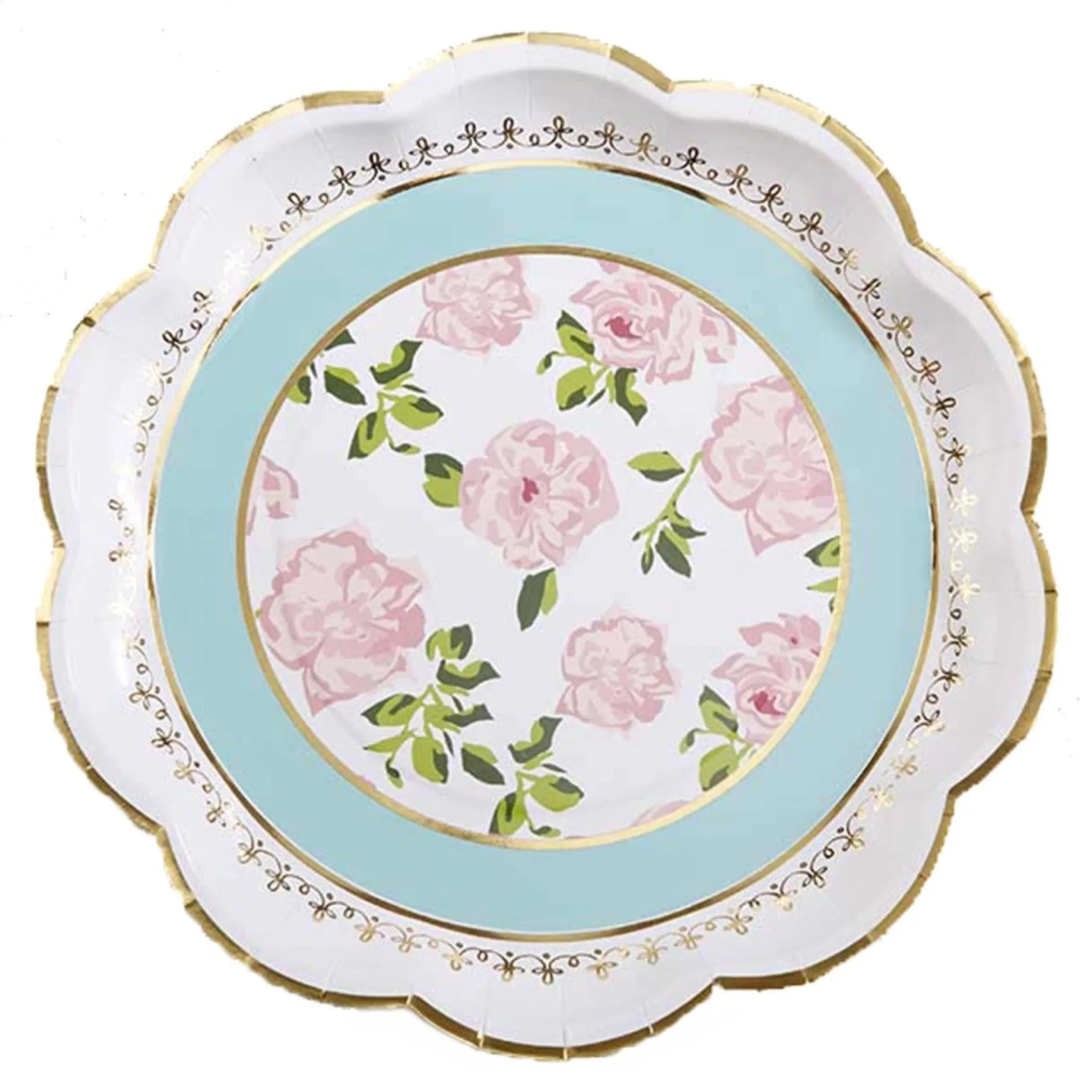 Blue Floral Tea Time Lunch Plates 16ct