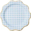 Blue Gingham Scalloped Dinner Plates 8ct