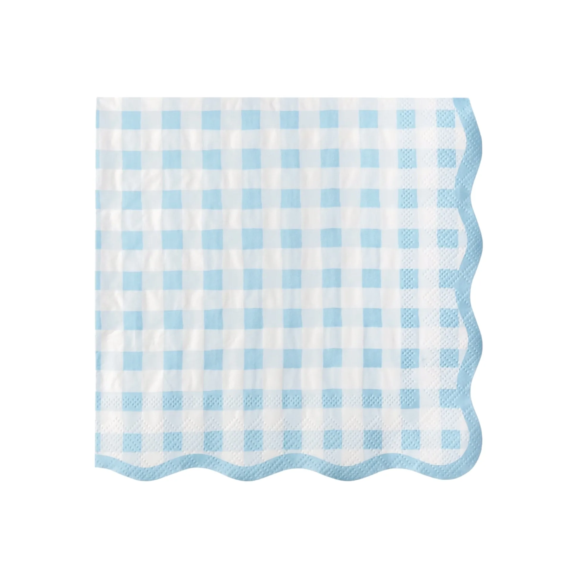 Blue Gingham Scalloped Lunch Napkins 20ct