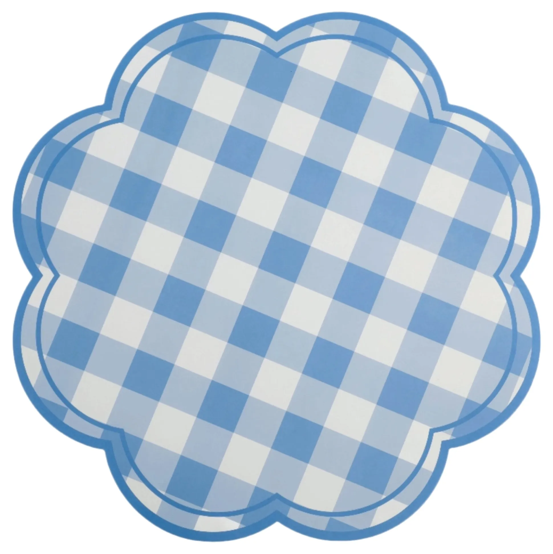 Blue Gingham Scalloped Paper Placemat 12ct