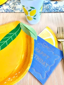 Blue Happy Birthday Gold Bow Dessert Napkins 20ct