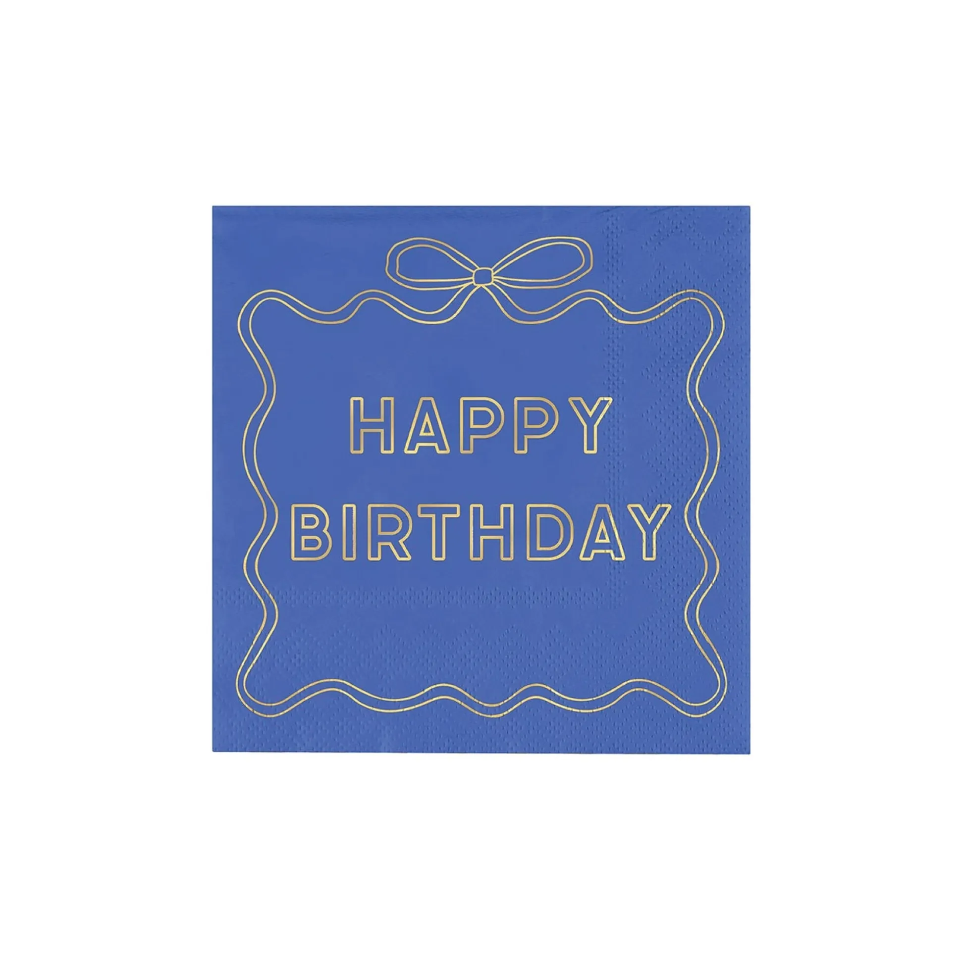 Blue Happy Birthday Gold Bow Dessert Napkins 20ct