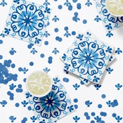 Blue Mediterranean Tile Dessert Napkins 16ct