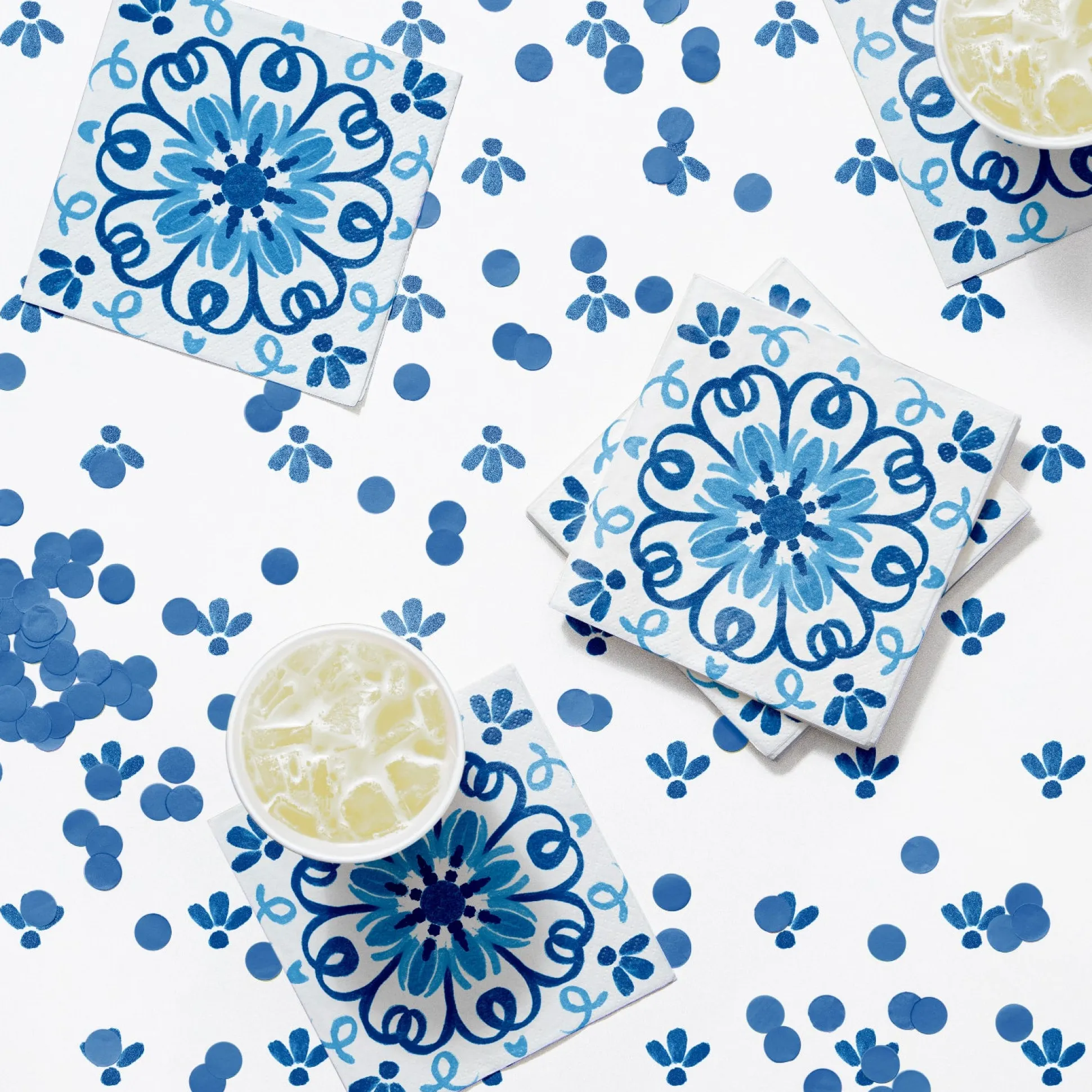 Blue Mediterranean Tile Dessert Napkins 16ct