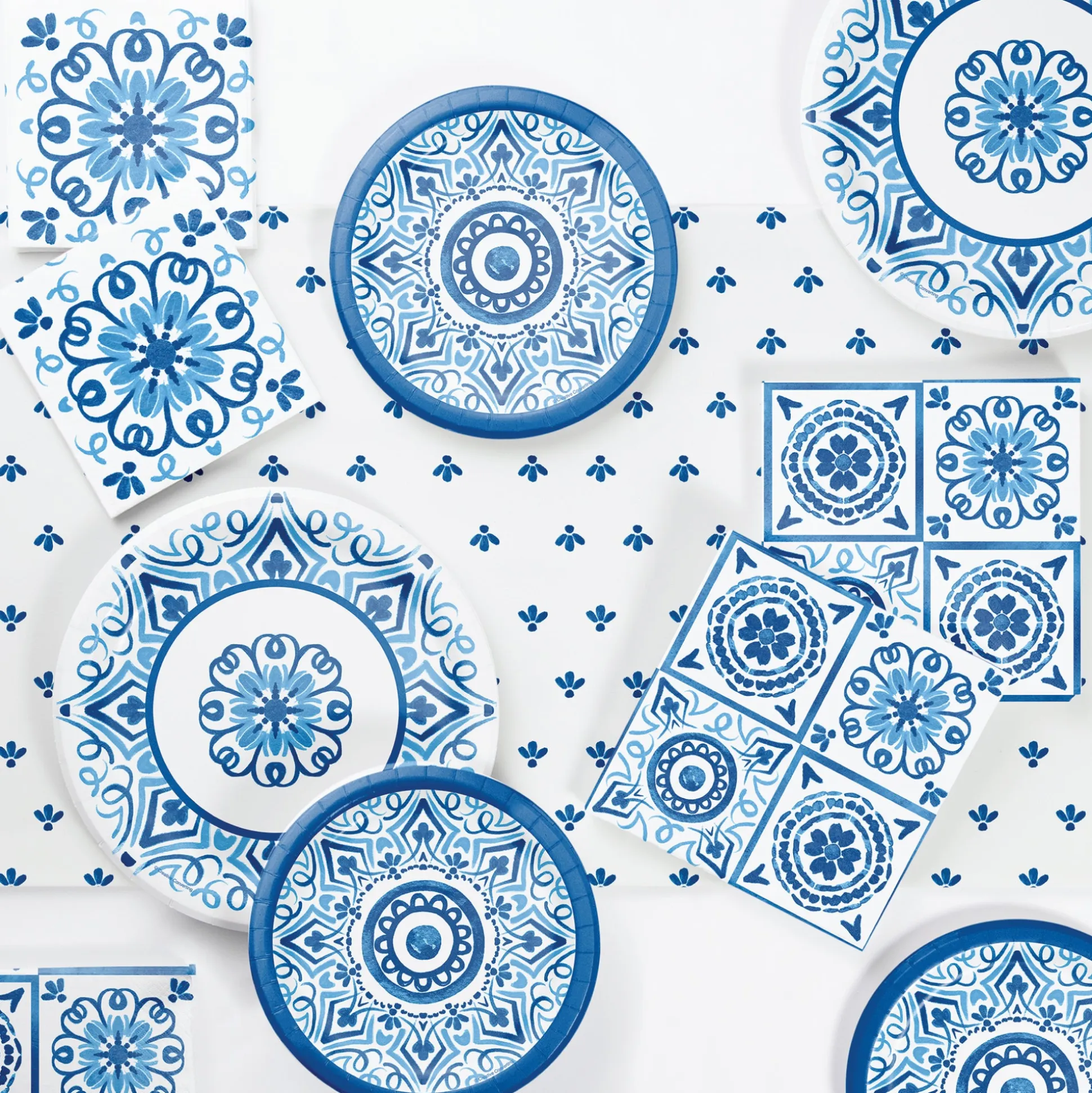Blue Mediterranean Tile Dessert Napkins 16ct