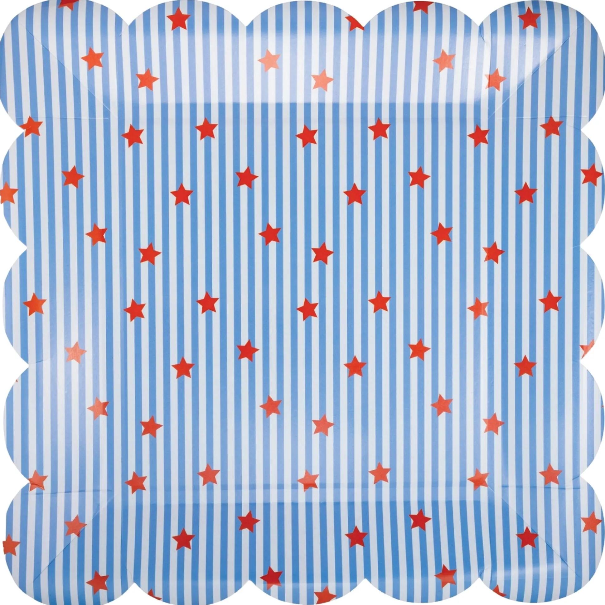Blue Pinstripes & Red Stars Dinner Plates 8ct
