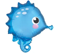 Blue Seahorse Balloon 21in