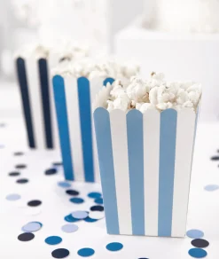 Blue Striped Popcorn Boxes 6ct