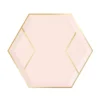 Blush Pink & Gold Hexagon Dessert Plates 8ct