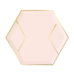 Blush Pink & Gold Hexagon Dessert Plates 8ct