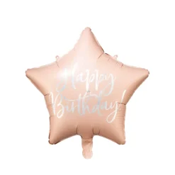 Blush Pink Happy Birthday Star Balloon 15.5in