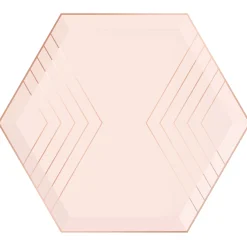 Blush Pink & Rose Gold Hexagon Dinner Plates 8ct