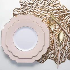 Blush Pink Scalloped Plastic Dinner Plates 10ct