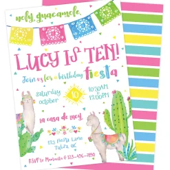 Boho Fiesta Llama Birthday Party Invitation