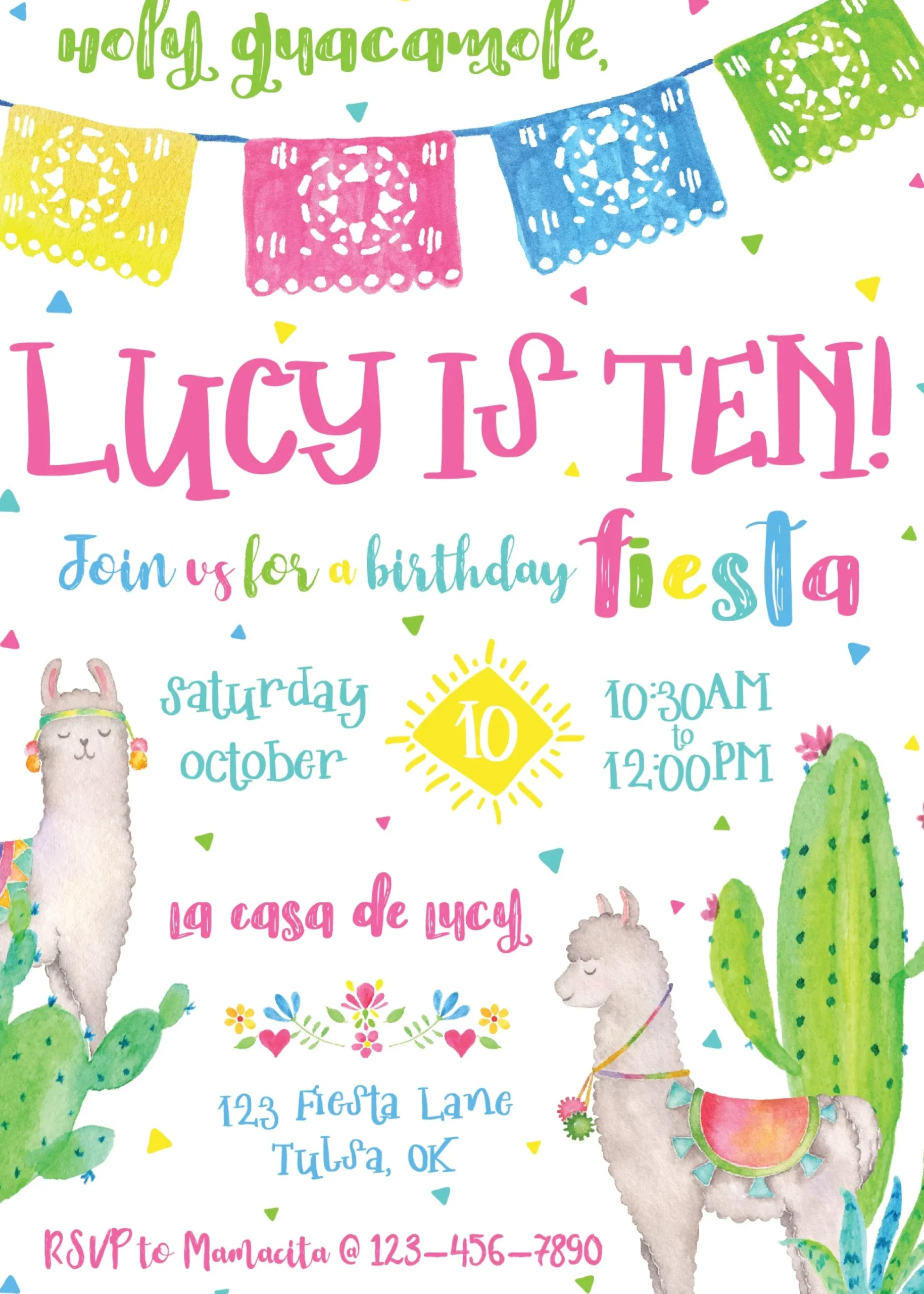 Boho Fiesta Llama Birthday Party Invitation