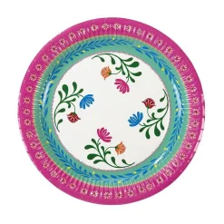 Boho Floral Paper Lunch Plates 12ct