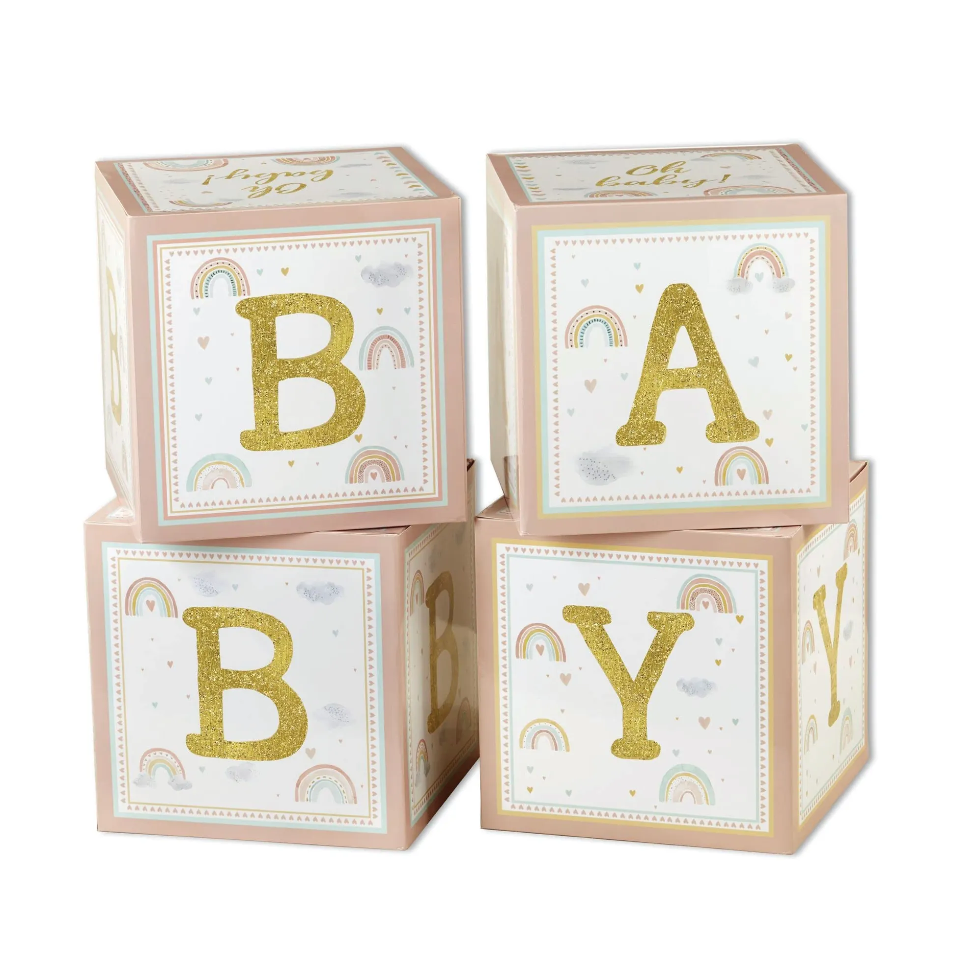 Boho Rainbow Baby Block Decorations