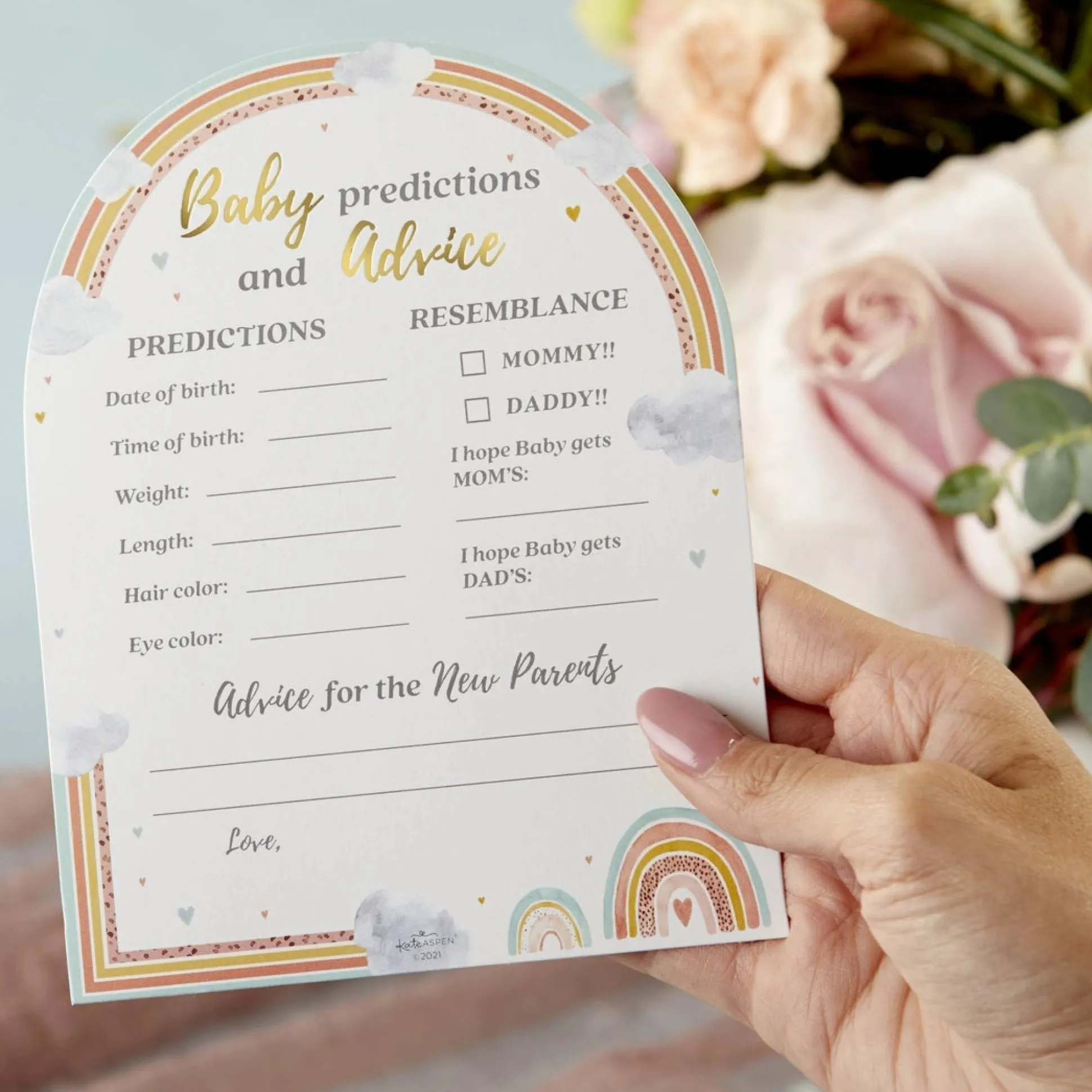 Boho Rainbow Baby Shower Advice Cards & Baby Shower Game