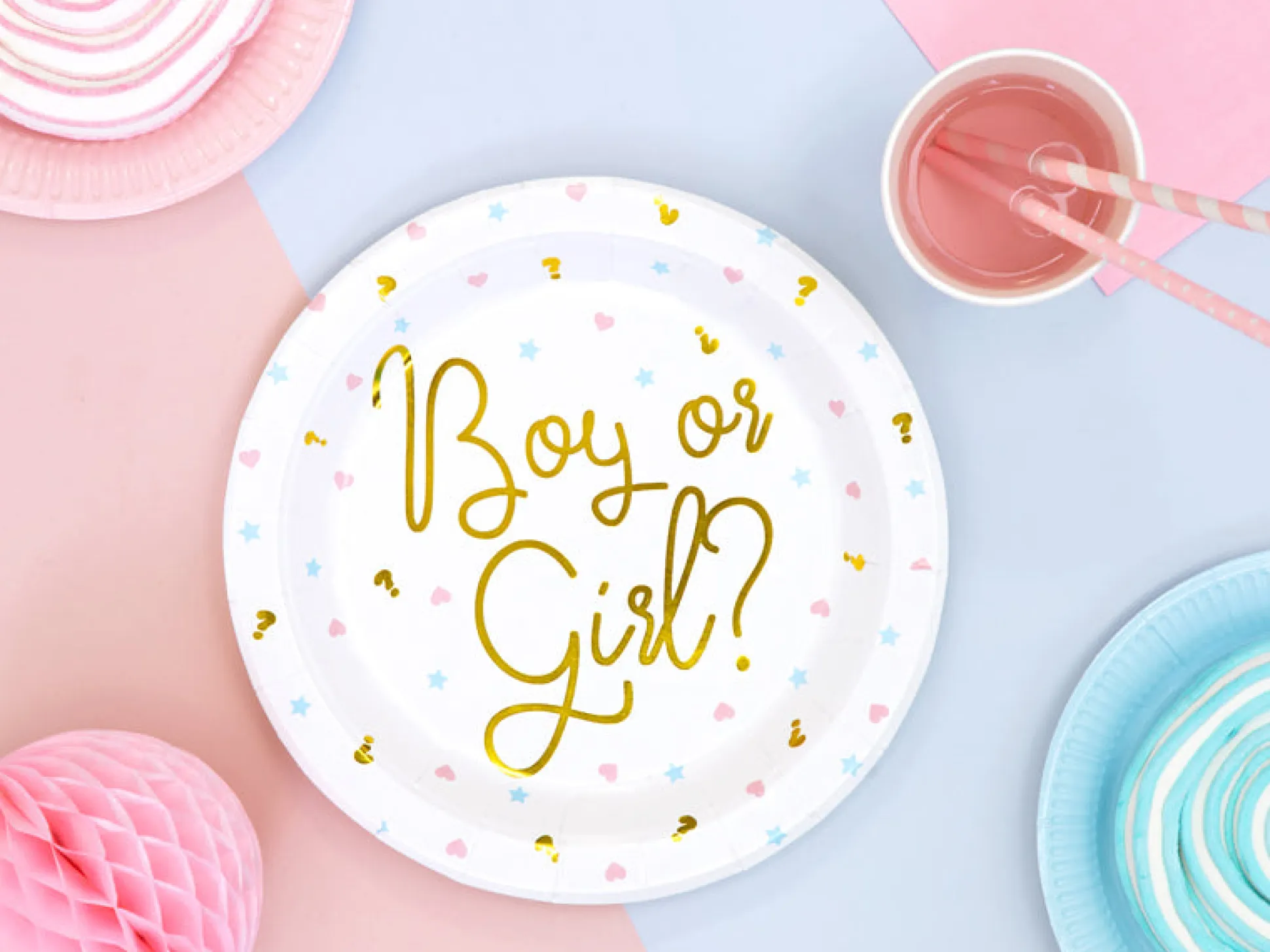 Boy or Girl Gender Reveal Lunch Plates 6ct