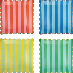 Bright Birthday Stripes Dinner Plates 8ct