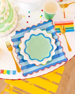 Bright Birthday Stripes Dinner Plates 8ct