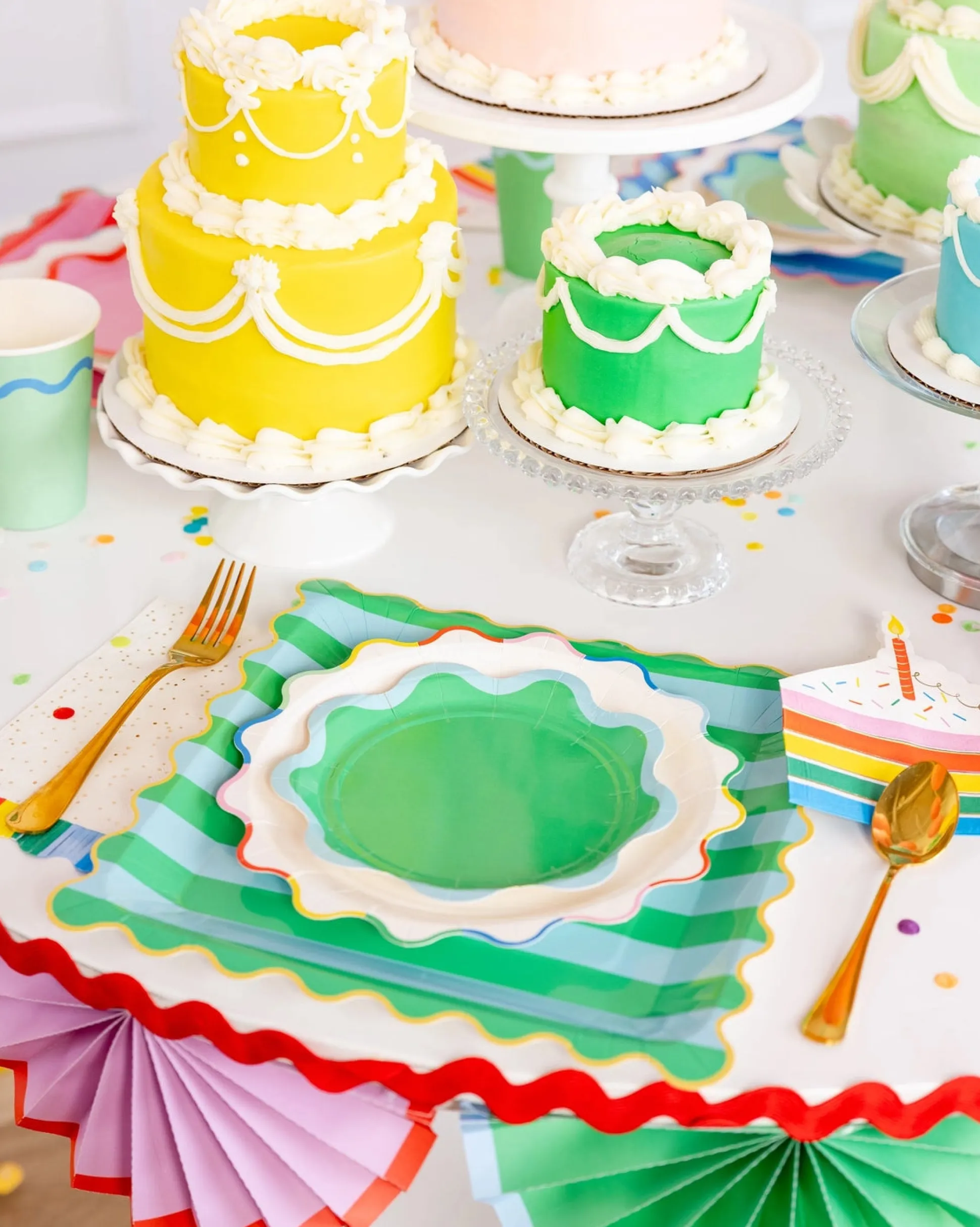 Bright Birthday Stripes Dinner Plates 8ct