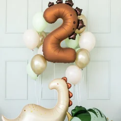 Brown Dinosaur Number Two Foil Balloon 36in