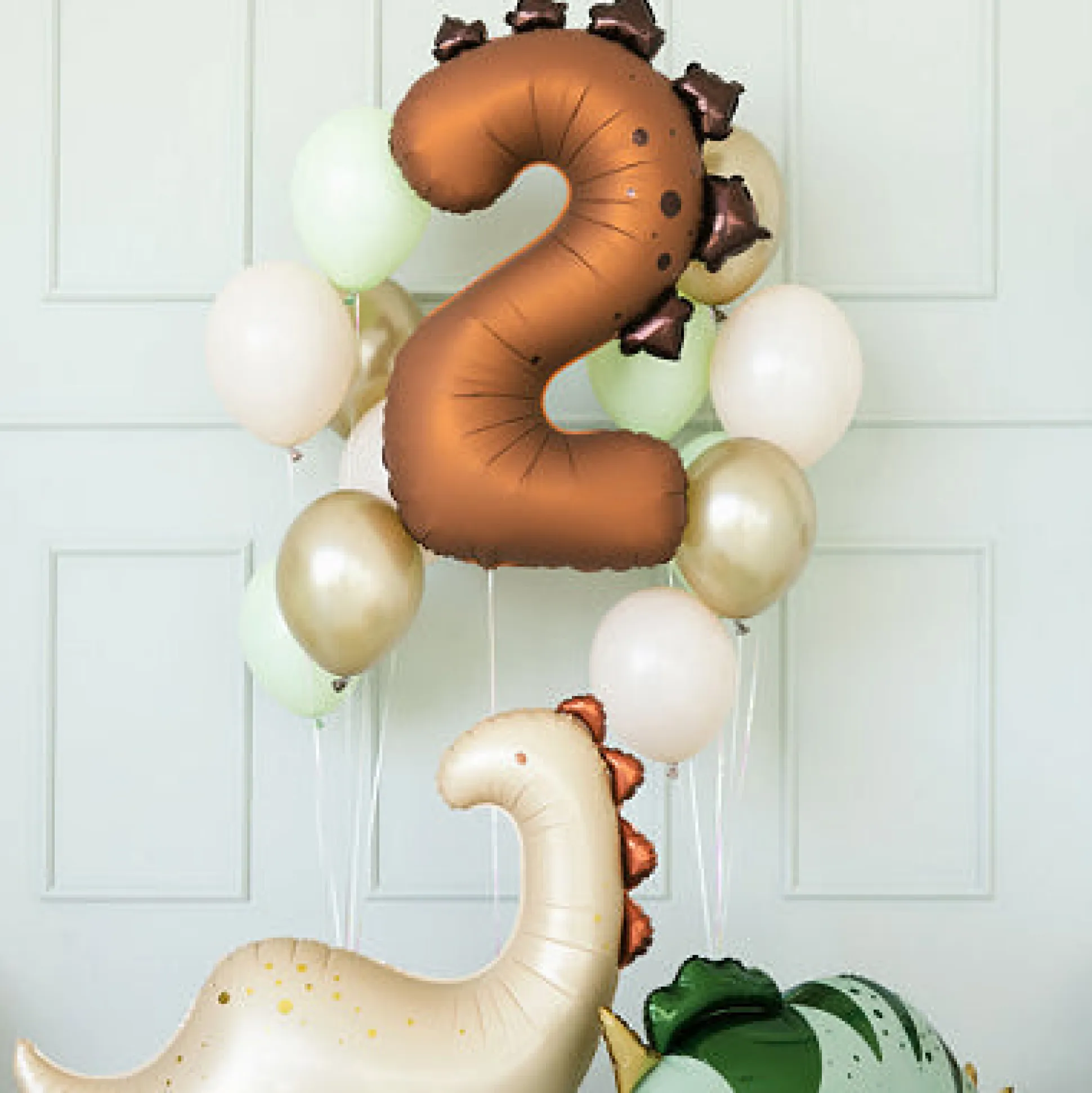 Brown Dinosaur Number Two Foil Balloon 36in