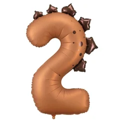 Brown Dinosaur Number Two Foil Balloon 36in