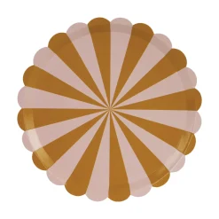 Brown & Pink Striped Scalloped Dessert Plates 6ct